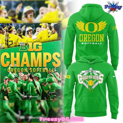 Oregon Ducks Softball 2025 Champs Green Hoodie