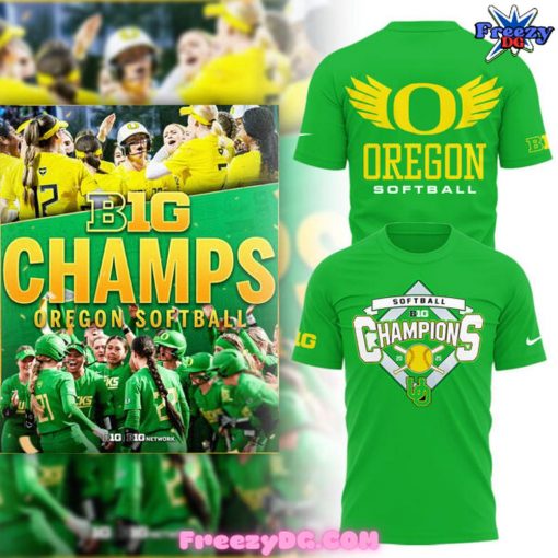 Oregon Ducks Softball 2025 Champs Green T-Shirt